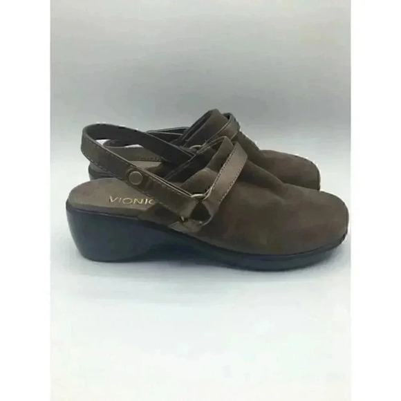 Vionic 372 Adelaide womens slingback orthaheel clogs brown suede leather size 8 - Picture 3 of 8